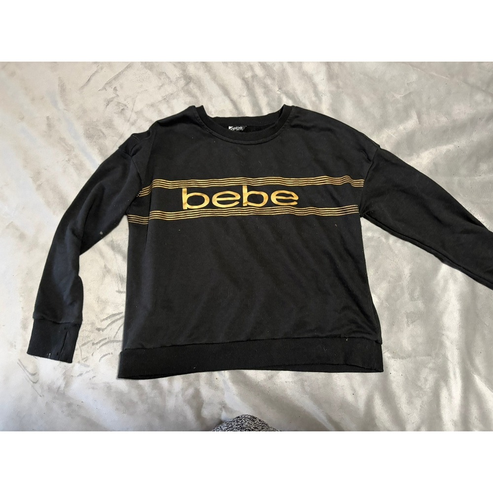 Bebe Sport Sweatshirt Womens 1X Black Pullover Long Sleeve Crewneck